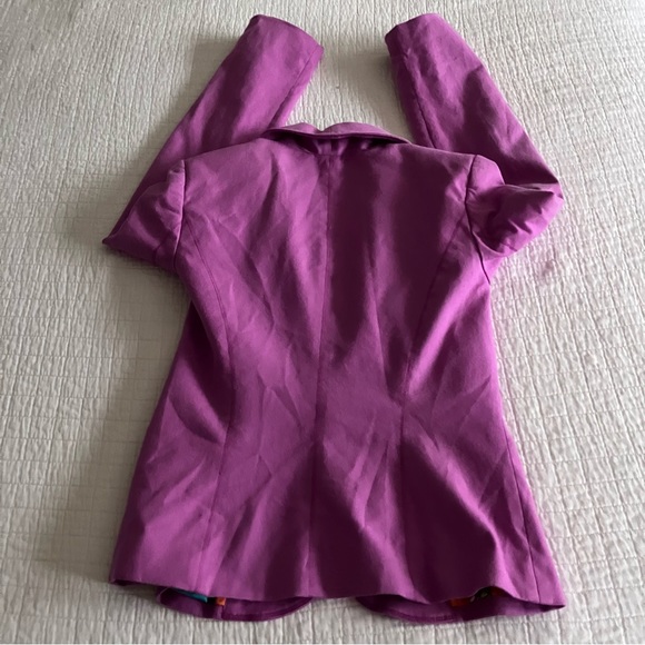 EUC David Meister lavender cotton blazer w/colorful Silk lining & snap closure - Picture 6 of 12